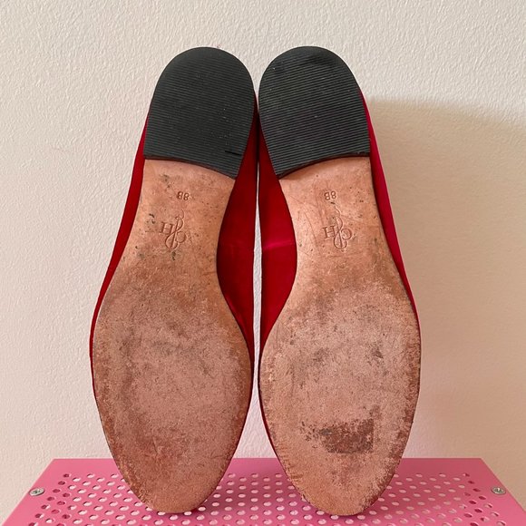 Cole Haan red velvet leather soled flats - Picture 3 of 4